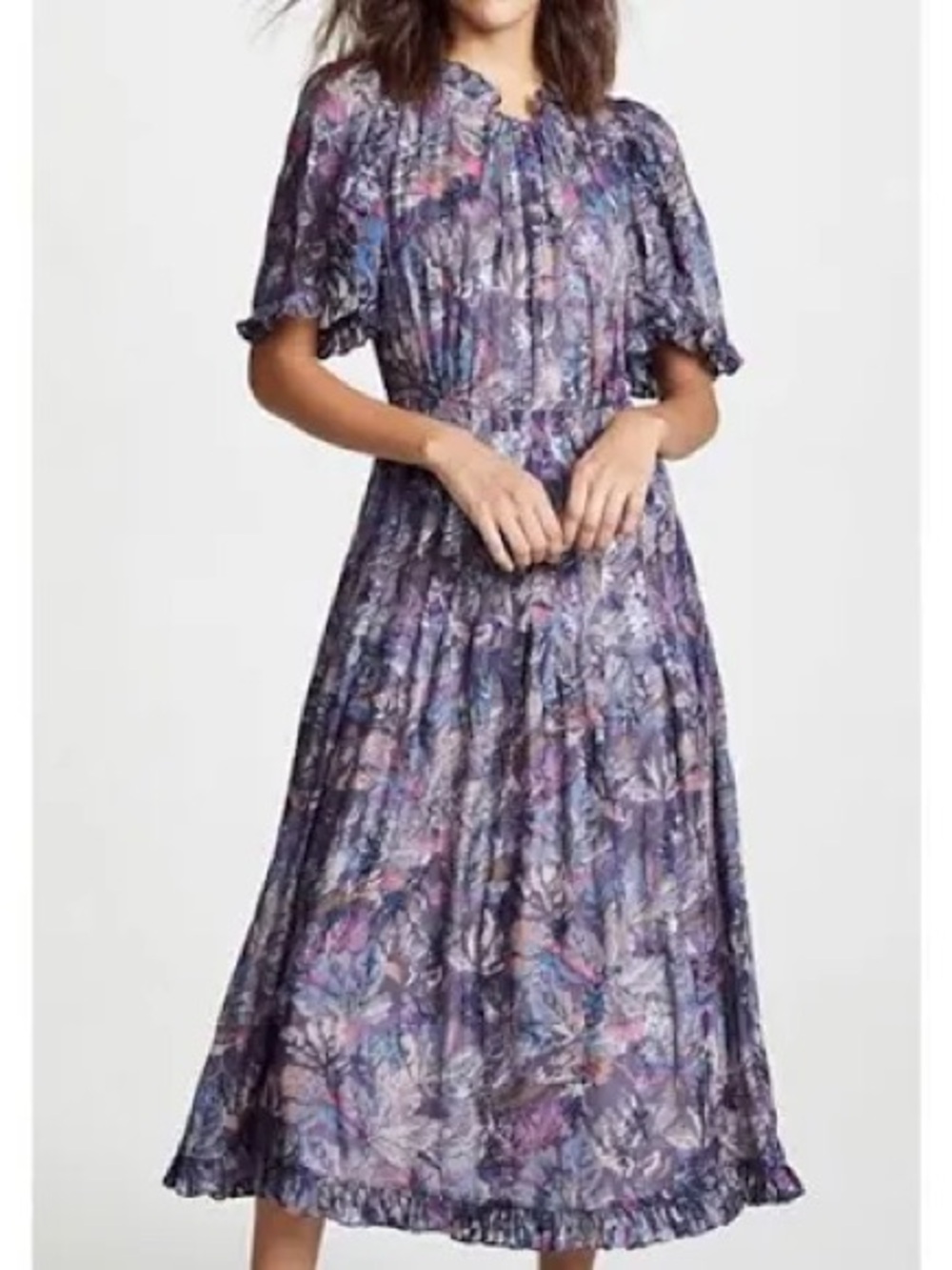 Rebecca Taylor Dress Womens 6 Amethyst Purple Giverney Fleur Silk Ruffle - Picture 2 of 13